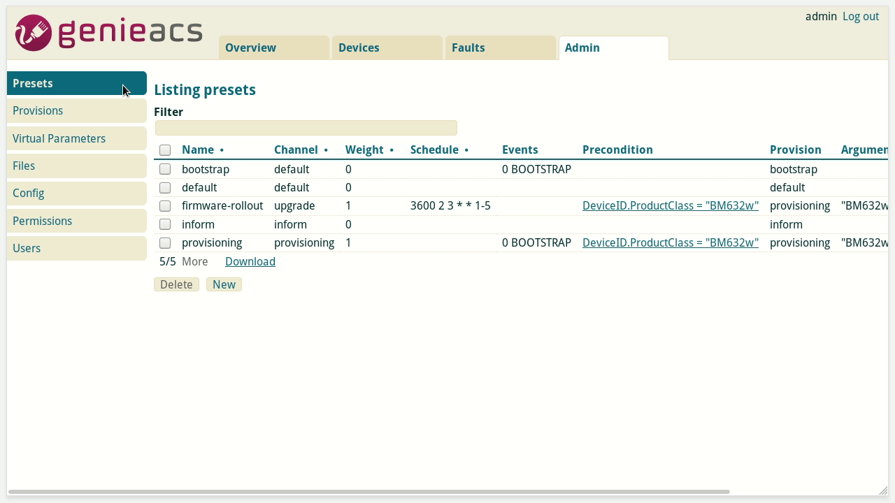 Admin pages screenshot